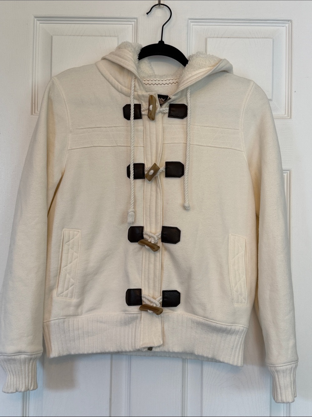 Old Navy Cream Hooded Toggle Zip  Jacket